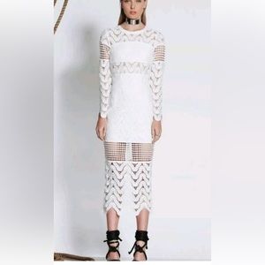 NWT Premonition white midi lace sheath dress